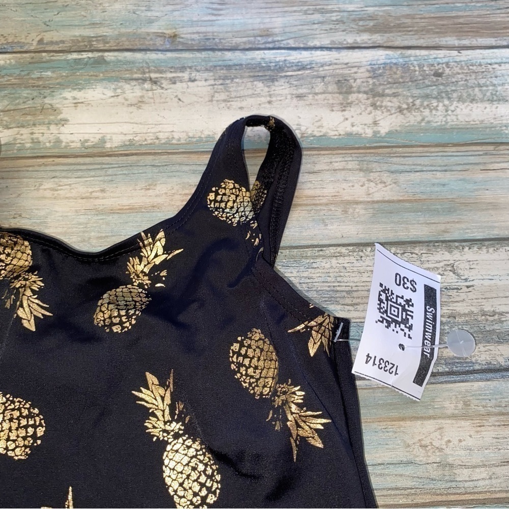 City Streets Black & Gold Pineapple One Piece - Picture 3 of 4